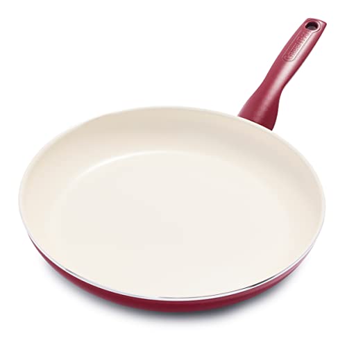 GreenPan Rio Healthy Sartén antiadherente de cerámica de 12 pulgadas, sin PFAS, apta para lavavajillas, color rojo
