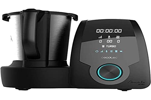 Cecotec Robot de Cocina Multifunción Mambo 9090, Cuchara MamboMix, Jarra Habana con revestimiento cerámico, 30 Funciones, Jarra de acero inox 3,3l apta para lavavajillas, Báscula incorporada, Cestillo
