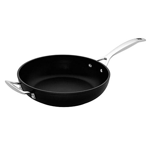 Le Creuset Sartén de aluminio antiadherente con asa y mango, alta, diámetro 26 cm, para todas las fuentes de calor, incluso la inducción, Antracita/Plateado, 51101260010202