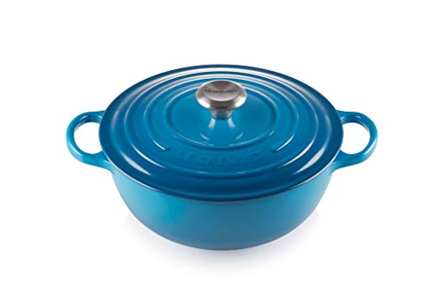 LE CREUSET Evolution La Marmite Cacerola con tapa, Redonda, Todas las fuentes de calor incl. inducción, 4,1 l, Hierro fundido, Azul(Marseille), 26 cm