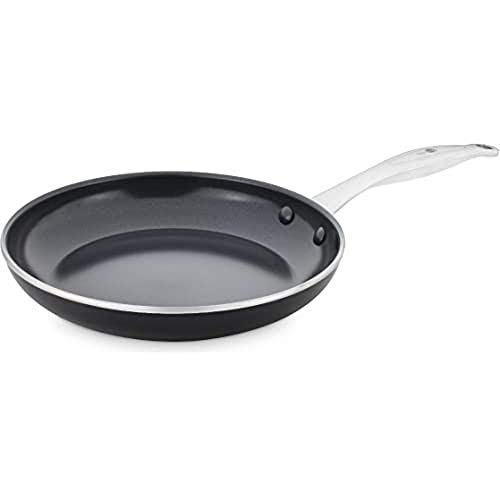 GreenPan Brussels Sartén Antiadherente de Cerámica, Apta para Todo Tipo de Cocinas, Inducción, Horno y Lavavajillas, 24 cm, Negra, Aluminum