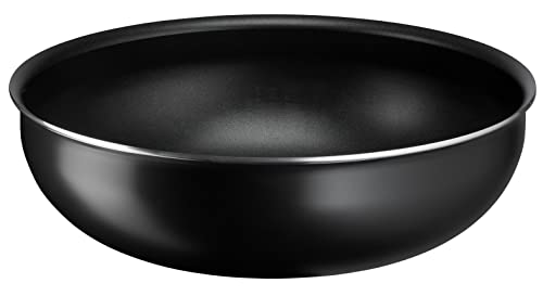 Lagostina Ingenio Essential + Wok Ø 28 cm, Olla Wok Antiadherente de aluminio para Gas y Horno, con indicador de cocción Thermosignal y mango extraíble versátil