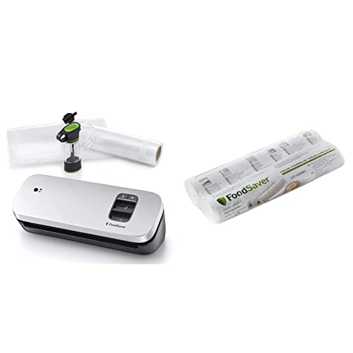 FoodSaver VS1190X Envasadora al vacío de alimentos compacta con accesorio sellador manual + FSR2802 Rollos de Envasado al Vacío 2 Rollos de 5.5 Metros