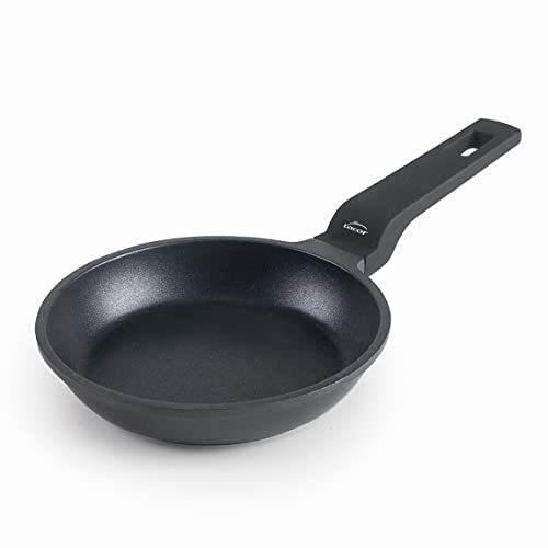 LACOR - 25163 - Sartén Mini de Aluminio Fundido 100% libre PFOA, Antiadherente Bicapa, Apto para Inducción, Mango ergonómico Soft Touch, Ø 14 x 3cm, Negro