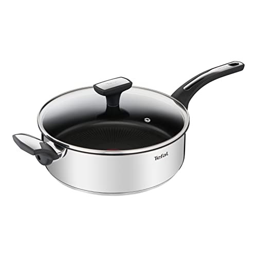Tefal Emotion - Sartén de 26 cm, 4 L, tapa de cristal, revestimiento antiadherente, difusión de calor homogénea, termo-Signal, diseño elegante, mango resistente, inducción E3003304