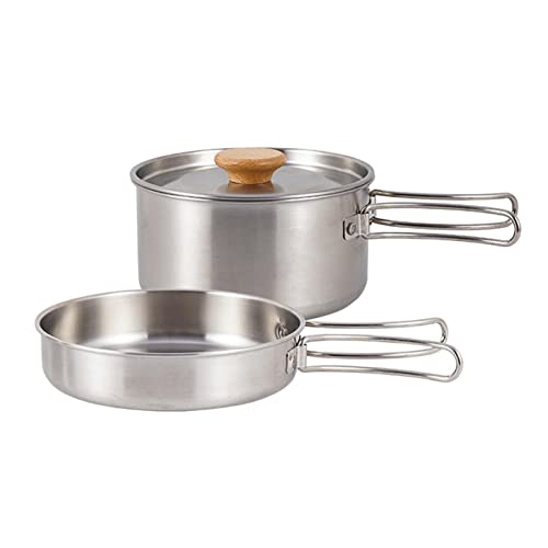 Kit de cocina de camping de acero inoxidable,Versión mejorada Juego de cocina antiadherente ligero para mochila | Juego de ollas ligeras antiadherentes, Batería de cocina compacta Baogao