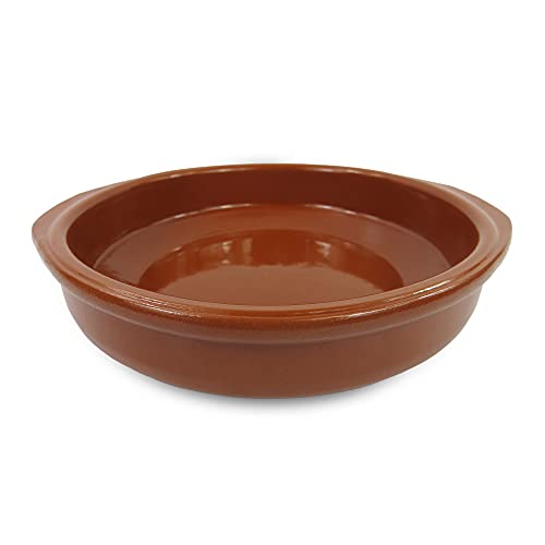 Cazuela de Barro/Apta Para el Horno/Gas/Vitrocerámica/Lavavajillas/Cazuela Redonda de Barro/Hecha en España Varios Tamaños (20cm)