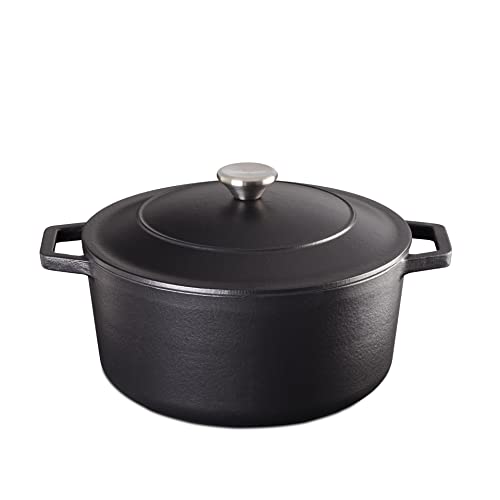 Mellerware - Cacerola de hierro fundido CUKING Heavy 26cm 5,3L | Apta para todos tipos de cocina: vitrocerámica, gas, horno, placa electrica e induccion | Antiadherente | Libre PFOA y PTFE | Negra