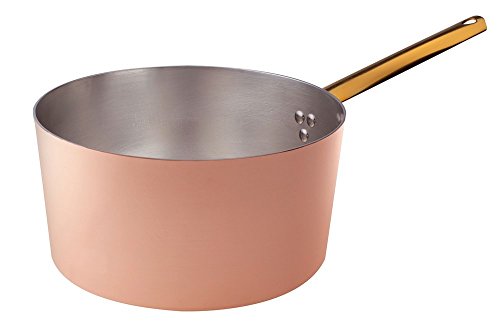 Pentole Agnelli ALCU10528 Cacerola Alta con Mango, Cobre Liso, Estañado a Mano, 28 cm
