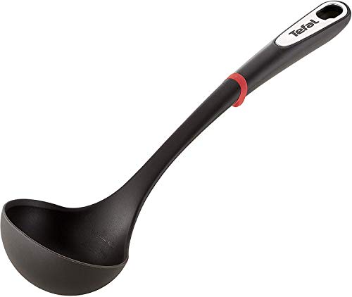 Tefal Cucharón Ingenio - Cucharón de plastico resistente y duradero, sin BPA, termoresistente hasta 230 grados de temperatura, apto lavavajillas, rojo/negro, 33.7 x 9.7 x 7.8 cm