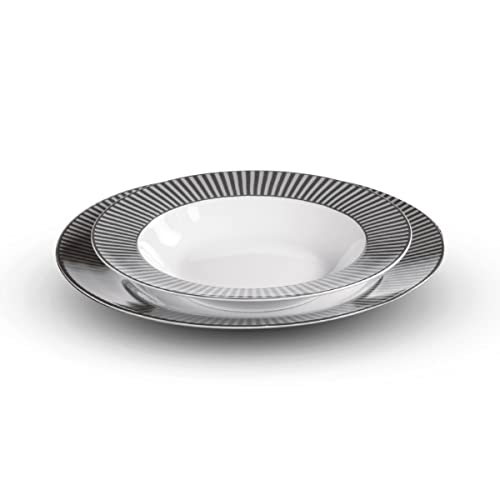 Bergner Set de Platos KU Dressing BITOSSI Porcelana Blanco/Negro
