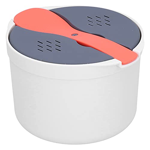 Olla Arrocera para Microondas, Olla Arrocera microondas de 2 L, Vaporera Para Microondas con Cuchara para Arroz, 7,3 X 7,3 X 5,1 Pulgadas, para Verduras, Antiadherente,para Lavavajillas