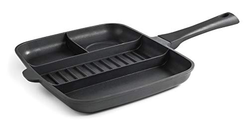 Lacor ASADOR Gril 4-1 A.Fun.32X26 Sartén Titanium Pro con Antiadherente, Compartimentos Individuales 4 en 1, Aluminio, 32x26 cm, 1 Liter, Multicolour