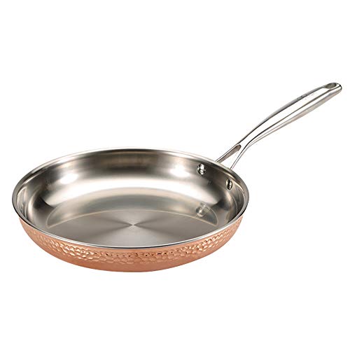 Bergner Sartén de 3 capas 20 cm con tapa de cristal Infinity Chefs De Lux BGIC-3660 Acero inoxidable |, Stainless Steel, Acabado con efecto de cobre amartillado