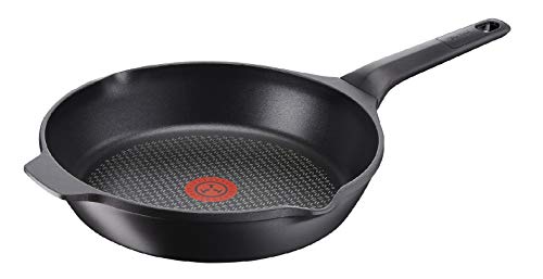 Tefal Aroma - Sartén de aluminio fundido 22 cm recubrimiento antiadherente titanio y thermosport, aptas todo tipo de cocinas, base gruesa adecuada para inducción, con picos vertedores y asas de apoyo
