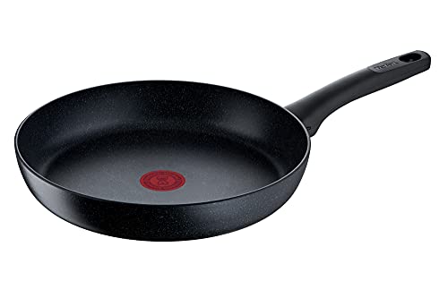 Tefal Sartén G28106 Black Stone de 28 cm, revestimiento mineral + antiadherente y seguro, señal térmica, apta para inducción, cocina saludable, efecto piedra, color negro