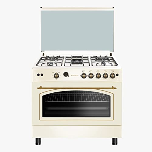 EAS ELECTRIC SMART TECHNOLOGY | EFG9H60C | Cocina de gas estilo rústico | Color Crema | 90 cm | Gas butano y gas natural | Autoencendido encimera | Control mecánico | Válvula FFD | 5 fuegos