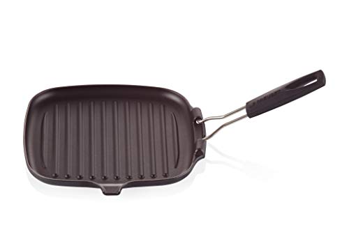 Le Creuset Parrilla rectangular con mango de silicona de hierro fundido, 36 x 20 cm, Apto para todas las fuentes de calor, incluso inducción, Negro Mate, 20054000000400