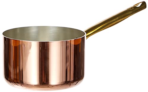 Pentole Agnelli ALCU10516 Cacerola alta con mango, Cobre liso estañado, 16 cm