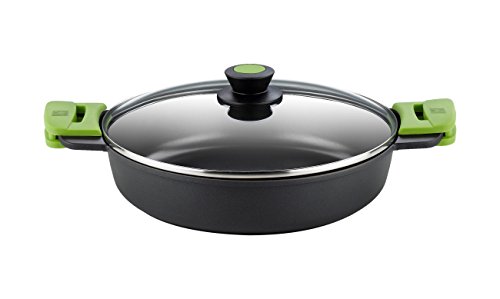 Bra A400536 Prior Cacerola baja con tapa de cristal y asas de silicona, apta para todo tipo de cocinas incluida inducción y horno, 36 cm, 7,1 litros