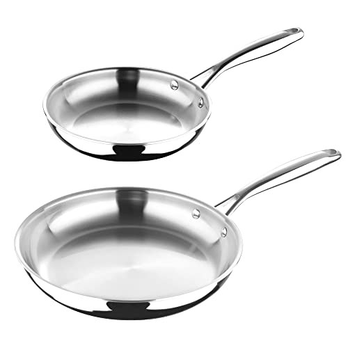 MasterPro Argent 3 Collection Sartén antiadherente (juego de 2, 20 cm/26 cm),Utensilios de cocina de tres capas,Caja fuerte para utensilios de metal