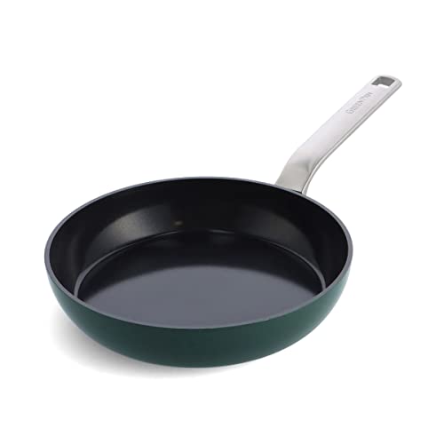 GreenPan Evolution Sartén antiadherente de cerámica anodizada dura de 24 cm, sin PFAS, inducción, apta para lavavajillas, apta para horno, Verde Pino