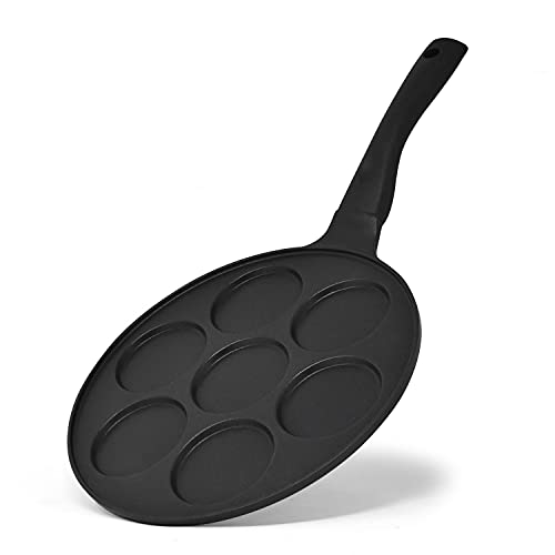Joeji's Sarten Tortitas Crepes de 7 Agujeros 26.5cm - Frigideira Panquecas - Molde Crepes Antiadherente - Induccion Compatible - Fácil de limpiar - Perfecto para huevos tortillas y más