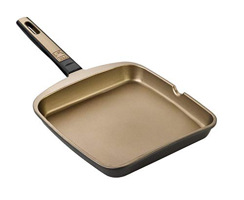 BRA Terra - Sartén grill asador liso, 22 cm, aluminio fundido con antiadherente Teflon Select