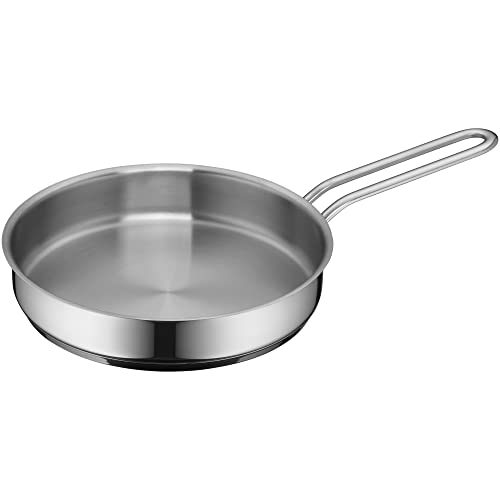 WMF Mini sartén pequeña 18 cm, acero inoxidable pulido Cromargan, sin recubrimiento, inducción, apilable, ideal para porciones pequeñas o hogares individuales