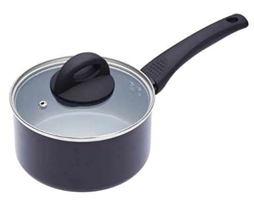 KitchenCraft MasterClass Cazuela de Cerámica Antiadherente, Apta para Cocinas de Inducción, 18 cm - Negro