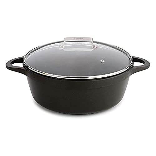 Valira Cazuelas - Cazuela Premium de 28 cm alta hecha en España, aluminio fundido con antiadherente reforzado, apta para inducción, incluye tapa y asas