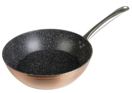 WECOOK! Professional Sartén Honda Aluminio Forjado 28 cm, Inducción, Antiadherente Ecológico sin PFOA, 2,8 mm Espesor, Mango Acero Inox., Color Cobre, Apta Todas Cocinas, Vitrocerámica, Gas, Horno