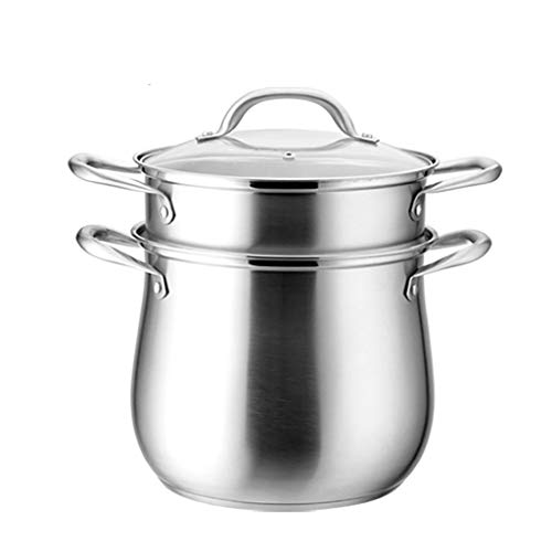 Stock Olla/Vapor, Hogar 304 De Acero Espesado Olla De Acero, (22/24/26/28 Cm), For 2-12 Personas, Por Estufa De Gas/Cocina De Inducción (Size : 26cm)