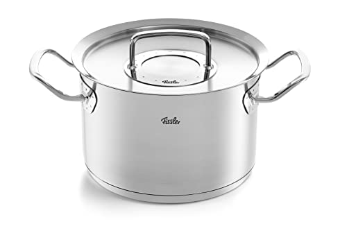 Fissler Original-Profi Collection Olla de 4,0 L y 20 cm de diámetro, acero inoxidable, con tapa de metal, escala de medición interior, inducción