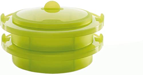 Lékué Vaporera Doble Verde 2 Niveles, Silicona, 22 cm