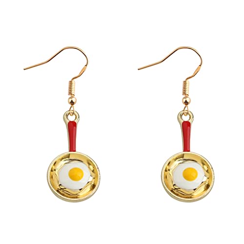 Chef Jewelry - Pendientes colgantes de huevo frito para cocina, regalos de cocina, Acero inoxidable