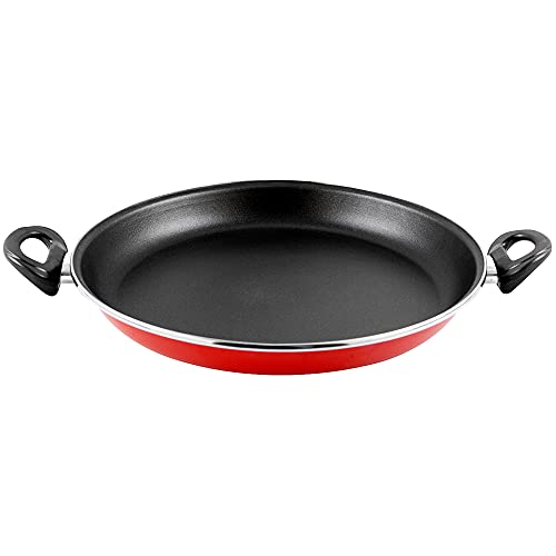 MAGEFESA Praga - Paellera 34cm de acero vitrificado exterior rojo. Antiadherente bicapa reforzado, aptas para todo tipo de cocinas, especial inducción. 50% de ahorro energético.