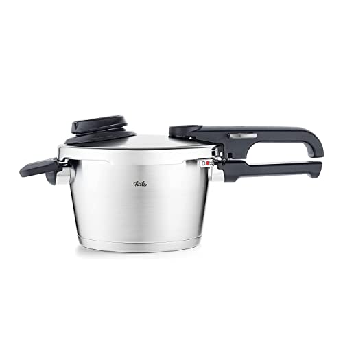 Fissler Vitavit Premium Olla a presión de 2,5 L y 18 cm de diámetro, acero inoxidable, 4 niveles de cocción, incluye accesorio de cocción al vapor, inducción