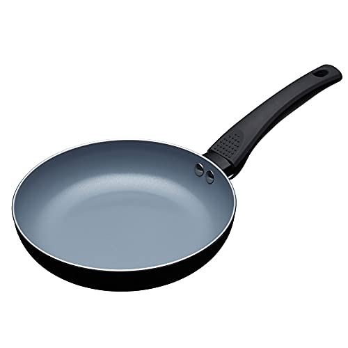 Sartén Ecológica MasterClass de Cerámica Antiadherente Sin Productos Químicos Preparada para Placas de Inducción, Pequeña, Aluminio / Hierro, Negro / Azul, 20 cm