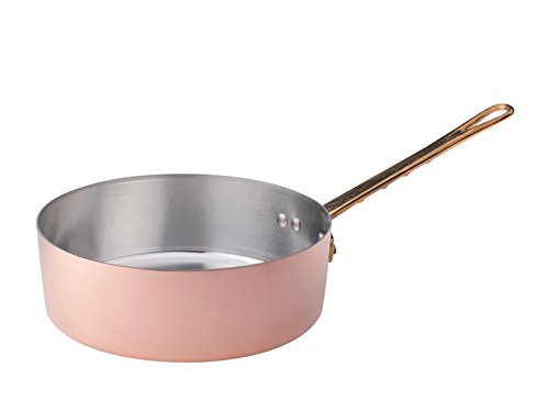 Pentole Agnelli ALCM107M20 Cacerola baja de cobre martillado estañado con 1 mango de latón, 20 cm