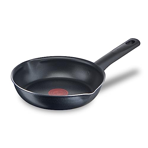 Tefal Day By Day On Sartén 20 cm con antiadherente de titanio, picos vertedores, Thermo-Signal, base difusora, forma profunda, apta para gas, vitrocerámica y eléctricas, no apto inducción
