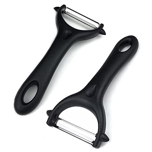 ILantule 2 Piezas Pelador Universal, Pelador Patatas Manual Pelador de Verduras Acero Inoxidable,Mango Ergonómico Pelador para Frutas y Verduras-Negras