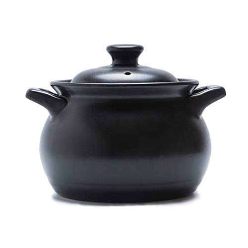 Ollas de cerámica Cazuela De Cerámica Olla De Piedra Olla De Tierra Olla De Barro Alta Temperatura Una Persona Cocina Negro Sopa Mini Bebé Hogar Anti-escaldado Completo Esmalte con Tapa
