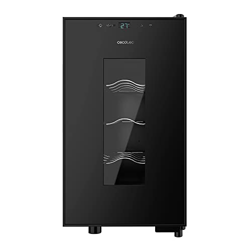 Cecotec Vinoteca de 8 Botellas Bolero GrandSommelier 820 CoolCrystal. 23 Litros, Sistema Termoeléctrico de Enfriamiento, Alto Rendimiento, Temperatura Regulable, Luz LED Interior