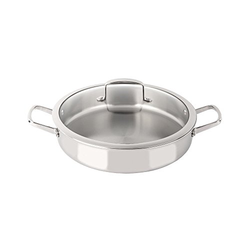Arcos Serie Forza, Cacerola, Cuerpo de Triple Fondo, Acero Inoxidable + Aluminio + Acero Inoxidable 28 cm, Capacidad 3.5 Litros, Mango de Acero Inoxidable, Color Plata, Libre de PFOA