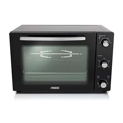 Princess 112756 Horno de convección DeLuxe, 45 L, funciones de convección, descongelación y asado, asador incluido, paredes antiadherentes y bandeja para migas extraíble, 90-230 ⁰C, 1800 W