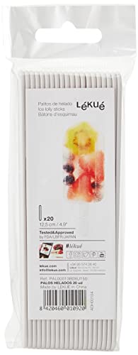 Lékué Pack de Palos para Helado, Blanco, 12.2 cm, 20