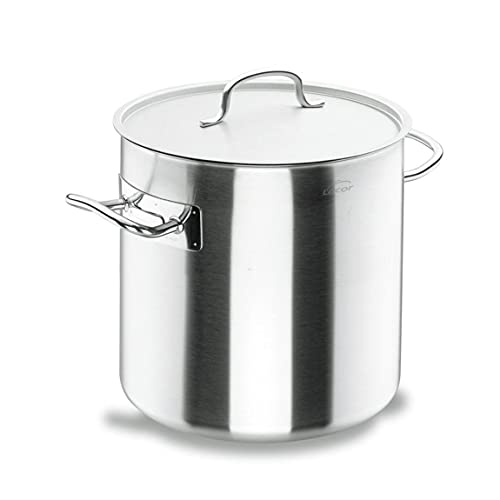 LACOR - 50132 - Olla Alta Acero Inoxidable, Incluye Tapa, Apta para todo tipo de Cocinas, Acabado Mate, Plata, Capacidad: 24 L, Altura: 32 cm, Diámetro: 32 cm