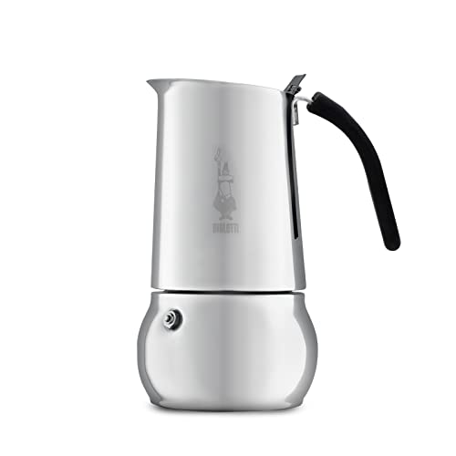 Bialetti Kitty - Cafetera en Acero Inoxidable, 10 Tazas, Plata