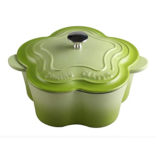 Troupmiye Cazuela de Hierro Fundido, Cocotte 26cm, 21cm Diámetro Interior (2.7L) (Color : Green, Size : 26x22x15cm)